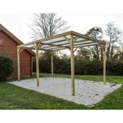 Carport En Pin Traité Autoclave 15m² Avec Couverture PVC Habrita -Jardin Abri Boutique carport en pin traite autoclave 15m avec couverture pvc habrita 4