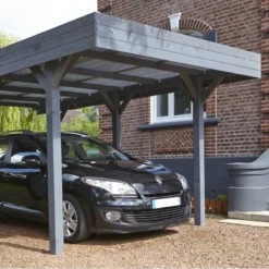 Carport Simple 15,75m² En Bois Lasuré Gris Anthracite Louison Forest Style -Jardin Abri Boutique carport simple 1575m en bois lasure gris anthracite louison madeira 2