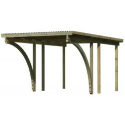 Carport Simple En Bois Autoclave Avec Toit PVC Et 2 Arcs D'entrée 14,9m² - 304x490cm - Karibu -Jardin Abri Boutique carport simple en bois autoclave avec toit pvc et 2 arcs d entree 149m 304x490cm karibu 3