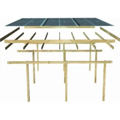 Carport Simple En Bois Autoclave Avec Toit PVC Et 2 Arcs D'entrée 14,9m² - 304x490cm - Karibu -Jardin Abri Boutique carport simple en bois autoclave avec toit pvc et 2 arcs d entree 149m 304x490cm karibu 4