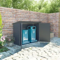 Coffre De Jardin En Résine - Cache Poubelles Anthracite 1,79m² JOBU