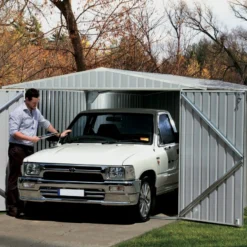 Garage 13,50m² En Acier Galvanisé Finition Zincalume Gris Melton - Absco -Jardin Abri Boutique garage 1350m en metal melton finition zincalume absco 4