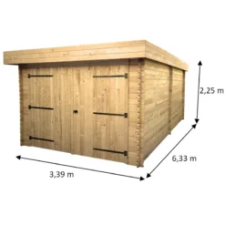Garage En Bois Massif 21,46m² – Madriers 28mm – Toiture En Bac Acier – Habrita -Jardin Abri Boutique garage en bois massif 2146m madriers 28mm toiture en bac acier habrita 1