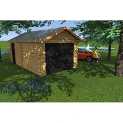 Garage En Bois Massif 24,23m² – Madriers 60mm – Habrita -Jardin Abri Boutique garage en bois massif 2423m madriers 60mm habrita 2
