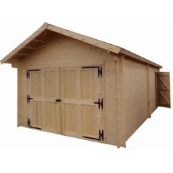 Garage En Bois Massif 24,23m² – Madriers 60mm – Habrita