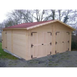 Garage Double En Bois Massif 42,16m² – Madriers 42mm – Habrita