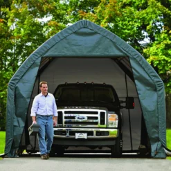 Garage Haut Démontable 23,8m² En Acier Et Polyéthylène Vert – Shelter Logic -Jardin Abri Boutique garage haut demontable 238m en acier et polyethylene vert shelter logic 5
