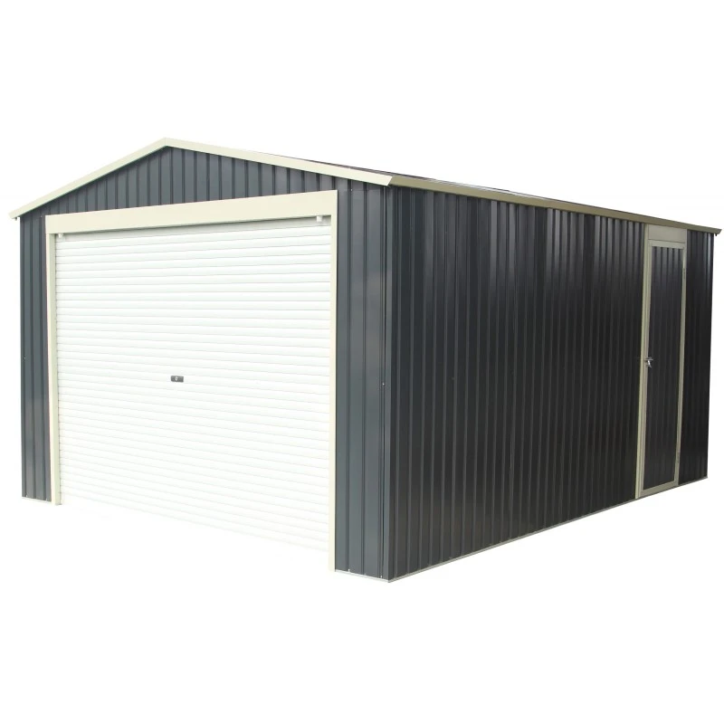 Garage Métal Anthracite 15,14m² Porte Enroulable + Kit D'ancrage X-METAL 1 Garage Métal Anthracite 15,14m² Porte Enroulable + Kit D'ancrage X-METAL