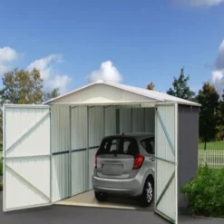 Garage Métal Anthracite 15,50m² + Kit D'ancrage Inclus - YARDMASTER -Jardin Abri Boutique garage metal anthracite 1550m kit d ancrage inclus yardmaster 2