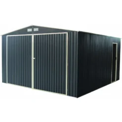 Garage Métal Anthracite Double Portes 19,61m² + Kit D'ancrage X-METAL