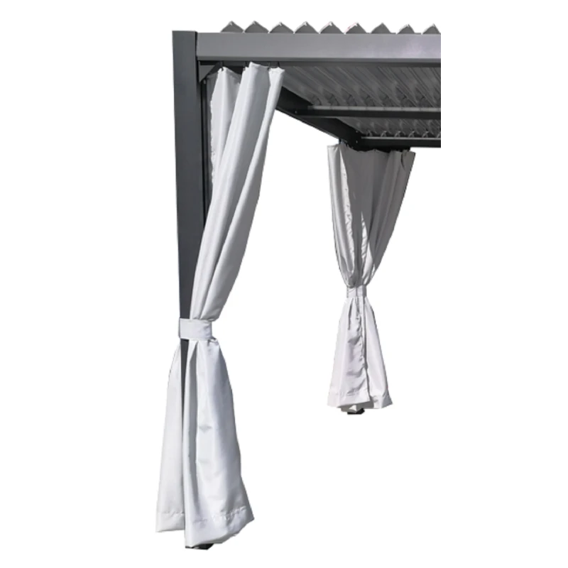 Kit De 2 Rideaux En Polyester Gris Perle Pour Pergola Savannah - Couleurs Du Monde 1 Kit De 2 Rideaux En Polyester Gris Perle Pour Pergola Savannah - Couleurs Du Monde