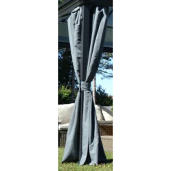 Kit De 4 Rideaux En Polyester Gris Anthracite Pour Pergola Gaïa - Couleurs Du Monde