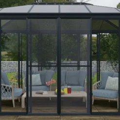 Moustiquaire Pour Vérandas Sanremo Et Ledro En Alu Gris Et Polyester - Canopia -Jardin Abri Boutique moustiquaire pour verandas sanremo en alu gris et polyester canopia 5