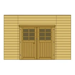 Paroi Frontale Avec Double Porte 480x245cm Pour Carport Modulable En Bois Traité Autoclave - SOLID