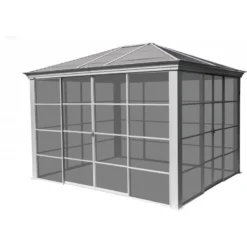 Pavillon Striano 362x427cm En Aluminium Et Acier Galvanisé Avec Moustiquaires - SOJAG -Jardin Abri Boutique pavillon striano 362x427cm en aluminium et acier galvanise avec moustiquaires sojag 2