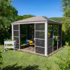 Pavillon Striano 362x427cm En Aluminium Et Acier Galvanisé Avec Moustiquaires - SOJAG