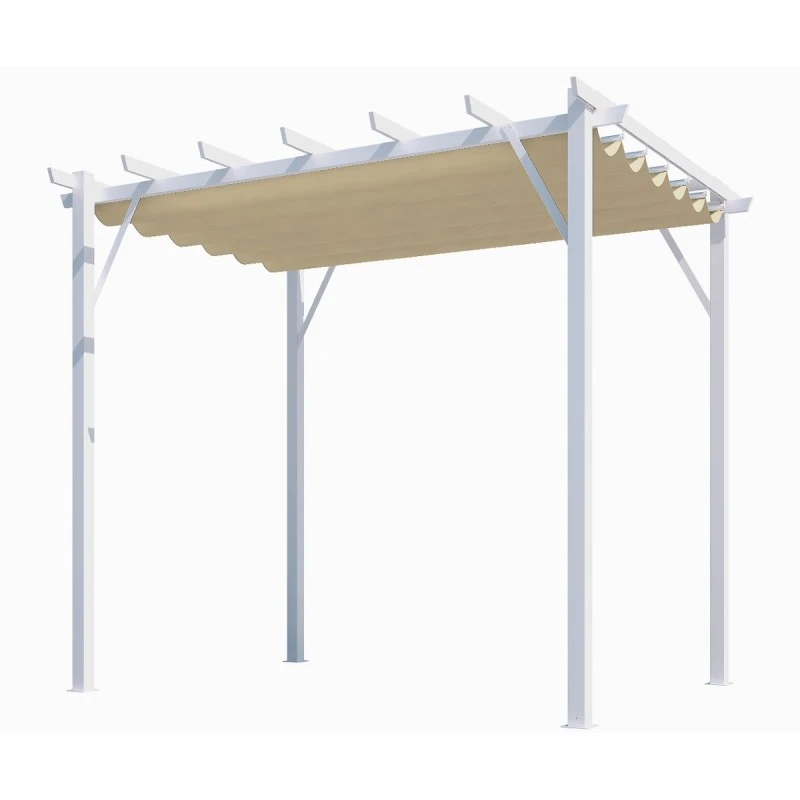 Pergola 100% Aluminium Coloris Blanc 12m² Avec Toile D'ombrage écru 140gr/m² HABRITA 2 Pergola 100% Aluminium Coloris Blanc 12m² Avec Toile D'ombrage écru 140gr/m² HABRITA – Image 2