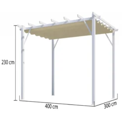 Pergola 100% Aluminium Coloris Blanc 12m² Avec Toile D'ombrage écru 140gr/m² HABRITA 5 Pergola 100% Aluminium Coloris Blanc 12m² Avec Toile D'ombrage écru 140gr/m² HABRITA -Jardin Abri Boutique pergola 100 aluminium coloris blanc 12m avec toile d ombrage ecru 140grm habrita 2