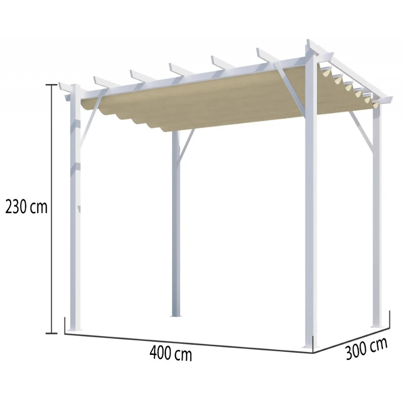 Pergola 100% Aluminium Coloris Blanc 12m² Avec Toile D'ombrage écru 140gr/m² HABRITA 3 Pergola 100% Aluminium Coloris Blanc 12m² Avec Toile D'ombrage écru 140gr/m² HABRITA – Image 3