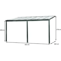 Pergola Adossée 435x300cm En Aluminium Noir Et Polycarbonate 4mm CIELO - DCB Garden -Jardin Abri Boutique pergola adossee 435x300cm en aluminium noir et polycarbonate 4mm cielo dcb garden 3