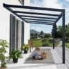 Pergola Adossée Stockholm 350x368cm Aluminium Gris Et Polycarbonate Avec Stores De Toit Rétractables – Palram - Canopia