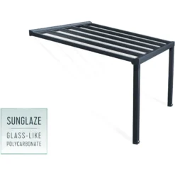 Pergola Adossée Stockholm 350x368cm Aluminium Gris Et Polycarbonate Avec Stores De Toit Rétractables – Palram - Canopia -Jardin Abri Boutique pergola adossee stockholm 350x368cm aluminium gris et polycarbonate avec stores de toit retractables palram 5