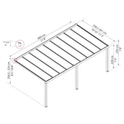 Pergola Adossée Stockholm 350x660cm Aluminium Gris Et Polycarbonate Avec Stores De Toit Rétractables – Palram - Canopia -Jardin Abri Boutique pergola adossee stockholm 350x660cm aluminium gris et polycarbonate avec stores de toit retractables palram 3
