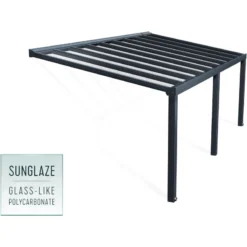 Pergola Adossée Stockholm 350x660cm Aluminium Gris Et Polycarbonate Avec Stores De Toit Rétractables – Palram - Canopia -Jardin Abri Boutique pergola adossee stockholm 350x660cm aluminium gris et polycarbonate avec stores de toit retractables palram 4