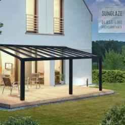 Pergola Adossée Stockholm 350x660cm Aluminium Gris Et Polycarbonate Avec Stores De Toit Rétractables – Palram - Canopia -Jardin Abri Boutique pergola adossee stockholm 350x660cm aluminium gris et polycarbonate avec stores de toit retractables palram 5