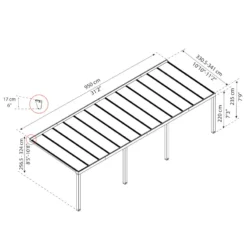 Pergola Adossée Stockholm 350x950cm Aluminium Gris Et Polycarbonate Avec Stores De Toit Rétractables – Palram - Canopia -Jardin Abri Boutique pergola adossee stockholm 350x950cm aluminium gris et polycarbonate avec stores de toit retractables palram 4