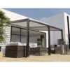 Pergola Adossée Toit Incliné Bioclimatique 300x400cm Lames 13cm - Gris - MELBOURNE - Couleurs Du Monde