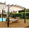 Pergola Arche Aluminium/acier Gris Anthracite 11,22m² Avec Toit En Toile Polyester 140gr/m² écru HABRITA