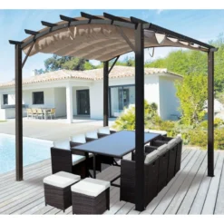 Pergola Arche Aluminium/acier Gris Anthracite 11,22m² Avec Toit En Toile Polyester 140gr/m² écru HABRITA 8 Pergola Arche Aluminium/acier Gris Anthracite 11,22m² Avec Toit En Toile Polyester 140gr/m² écru HABRITA -Jardin Abri Boutique pergola arche aluminiumacier gris anthracite 1122m avec toit en toile polyester 140grm ecru habrita 2