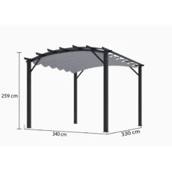 Pergola Arche Aluminium/acier Gris Anthracite 11,22m² Avec Toit En Toile Polyester 280gr/m² Gris HABRITA -Jardin Abri Boutique pergola arche aluminiumacier gris anthracite 1122m avec toit en toile polyester 280grm gris habrita 2