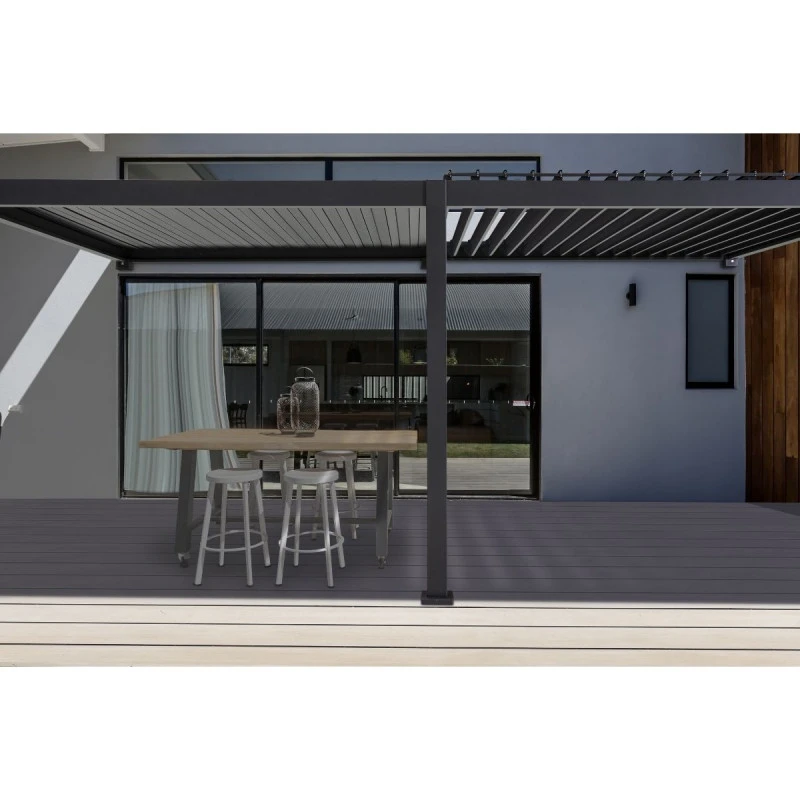 Pergola Bioclimatique Adossée En Alu Anthracite 3x5.3m Ombrea 2 Pergola Bioclimatique Adossée En Alu Anthracite 3x5.3m Ombrea – Image 2
