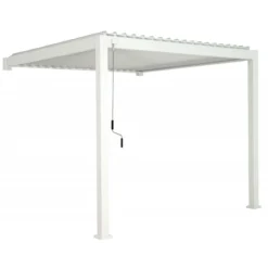 Pergola Bioclimatique Adossée En Alu Blanc 3x3m Ombrea