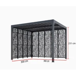 Pergola Bioclimatique Aluminium Anthracite 10,80m² Toit Lames Ovales + Panneaux Moucharabieh Gris Côté 3m+côté 3,60m HABRITA -Jardin Abri Boutique pergola bioclimatique aluminium anthracite 1080m toit lames ovales panneaux moucharabieh gris cote 3mcote 360m habrita 2