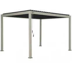 Pergola Bioclimatique Autoportante En Alu Aspect Bois 3x4m Ombrea