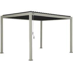 Pergola Bioclimatique Autoportante En Alu Aspect Bois 3x4m Ombrea -Jardin Abri Boutique pergola bioclimatique autoportante en alu aspect bois 3x4m ombrea 3