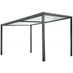 Pergola Bioclimatique En Aluminium Avec Lames Orientables Blanches TRAMONTO - DCB Garden