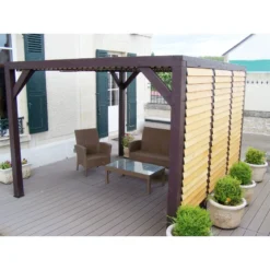 Pergola En Bois Avec Ventelles Amovibles Sur Toiture + 1 Côté 340x360x217cm Veneto -Jardin Abri Boutique pergola en bois avec ventelles amovibles sur toiture 1 cote 339x360x217cm veneto 5