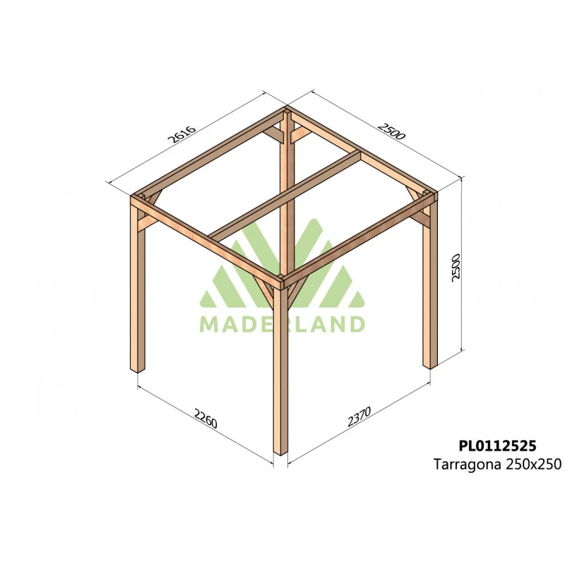 Pergola En Bois Lamellé-collé 250x250cm Tarragona – Maderland 2 Pergola En Bois Lamellé-collé 250x250cm Tarragona – Maderland – Image 2