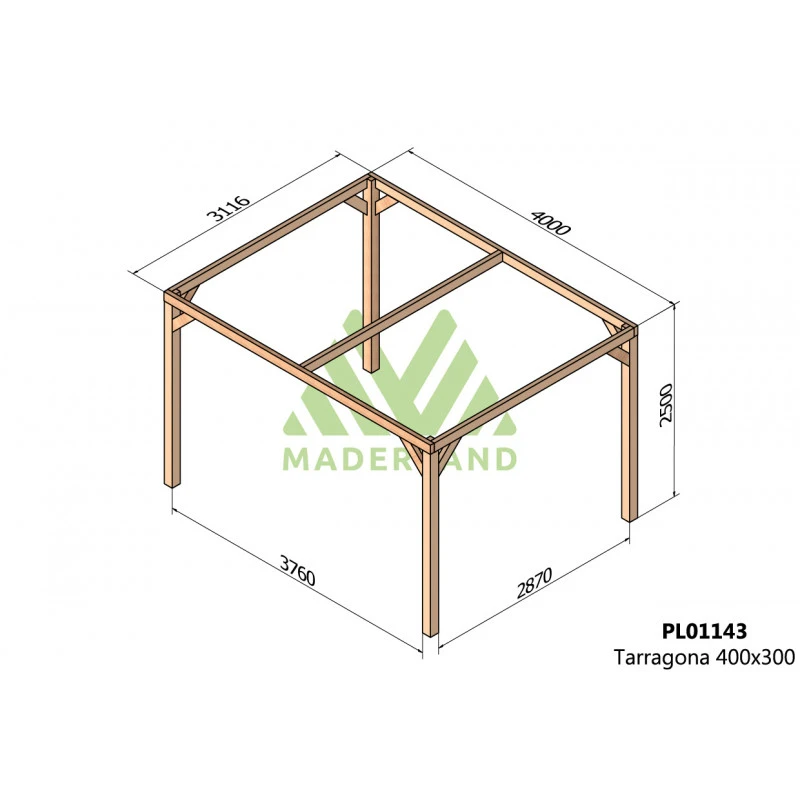 Pergola En Bois Lamellé-collé 400x300cm Tarragona – Maderland 2 Pergola En Bois Lamellé-collé 400x300cm Tarragona – Maderland – Image 2