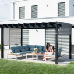 Pergola Yamba 14,6m² En Aluminium Anthracite Avec Store Rétractable - SOJAG -Jardin Abri Boutique pergola yamba 146m en aluminium anthracite et store retractable sojag 3