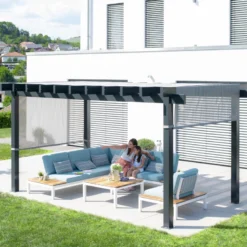 Pergola Yamba 14,6m² En Aluminium Anthracite Avec Store Rétractable - SOJAG -Jardin Abri Boutique pergola yamba 146m en aluminium anthracite et store retractable sojag 5