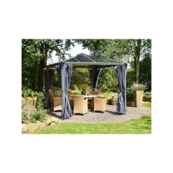 Rideaux En Polyester Gris Pour Pergolas Palermo 3000/3500/3600 + Milano 3000 + Martinique 3600 - Palram - Canopia