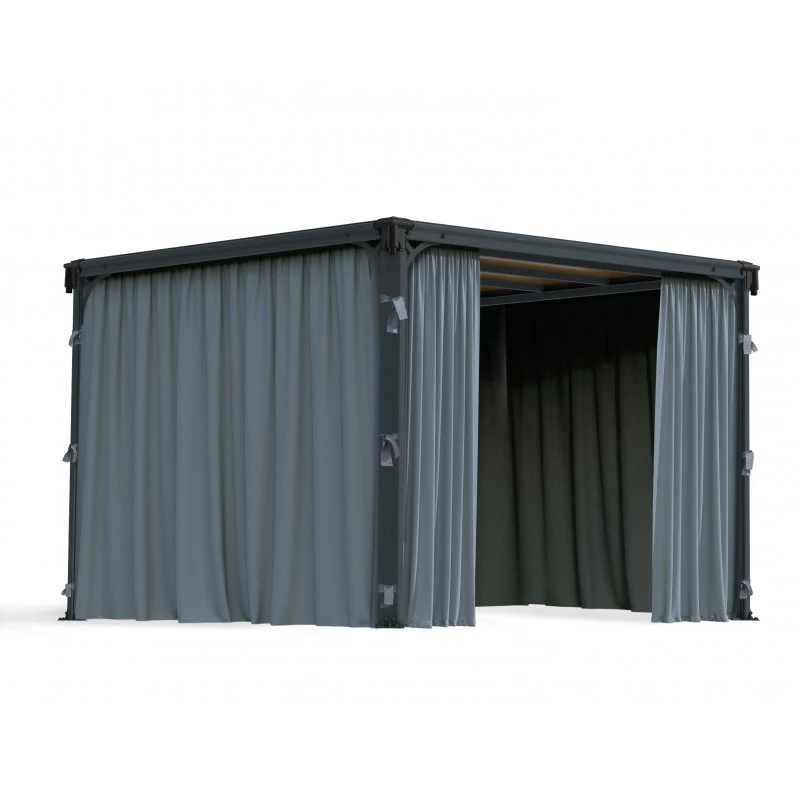 Rideaux En Polyester Gris Pour Pergolas Palermo 3000/3500/3600 + Milano 3000 + Martinique 3600 - Palram - Canopia 5 Rideaux En Polyester Gris Pour Pergolas Palermo 3000/3500/3600 + Milano 3000 + Martinique 3600 - Palram - Canopia – Image 5
