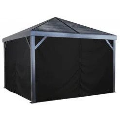 Rideaux Occultants En Polyester Gris Pour Pergola South Beach 12x12 - SOJAG