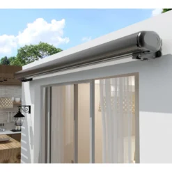 Store Banne Manuel 300x250cm LUXO Toile Polyester Grise - X-METAL -Jardin Abri Boutique store banne manuel 300x250cm luxo toile polyester grise x metal 3