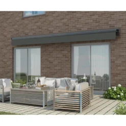 Store Banne Motorisé 350x250cm DECO Toile Polyester Grise - X-METAL -Jardin Abri Boutique store banne motorise 350x250cm deco toile polyester grise x metal 5